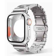 สายนาฬิกาข้อมือสเตนเลส สําหรับ Apple Watch 11 46 มม. 42 มม. เคสกันชนหน้า หลัง PC แบบแข็ง iWatch Seri