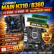 Combo MAIN B360/ H310 i3 9100 I5 9400 RAM 8GB 16GB Full Fan Tested with Insurance