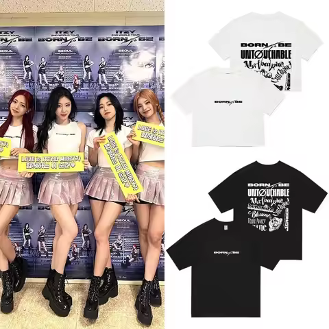 Kpop ITZY BORN TO BE YEJI Lia RYUJIN YUNA 2024 O Neck Tops T Shirt Wednesday Tee Funny Casual Print 