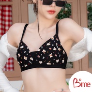 B'me Wireless Bra level 1 Thin Foam Model ME1C12 Beige Black (Snowduck Pattern) ME6A4B