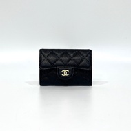 香奈兒coco卡包Chanel 黑金牛皮CF下蓋卡包AP0214