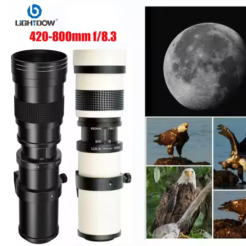 Lightdow 420-800mm f/8.3 Manual Zoom Super Telephoto Lens + T-Mount (Full Frame) For Canon Nikon Son