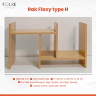 KAYU Flexy Type H | Multipurpose Aesthetic Minimalist Wooden Bookshelf Stacking Corner Flexible Mini Table Shelf