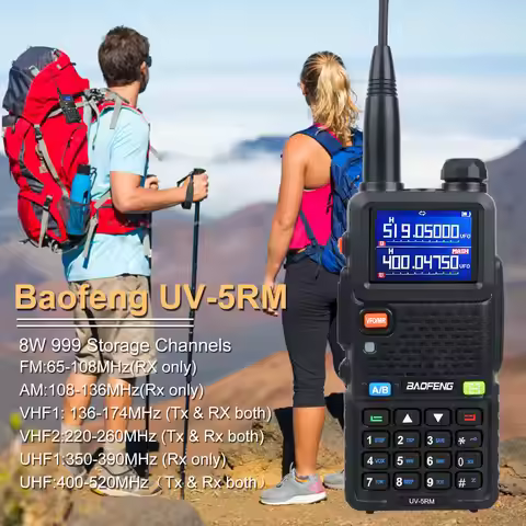 Baofeng UV-5RM 8W 999Ch Air Band FM Multibands Walkie Talkie One Key Frequency Copy Scrambler Vox Ty