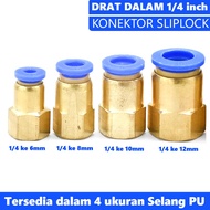 Slip Lock Connector Inner Thread 1/ 4 inch to Hose 6mm 8mm 10mm 12mm