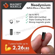 ∦ Magnet Manila 4 Pcs D5mm X 10mm Neodymium Magnet N2 Super Strong Earth Permanent Disc Roun