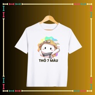 Áo thun bé trai bé gái mẫu Thỏ 7 màu dễ thương áo thun ông năm-kèm huy hiệu Cotton Baby Tee