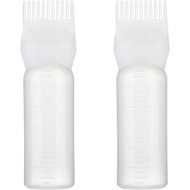 DATSH 2 Pack Hair Dye Brush Bottle Root Comb Applior Bottle - White, 6oz / 180ml, Plastic, Reusable,