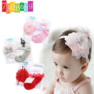 730Baby 2 in 1 Baby Girl Headband Sock Elastic Stretchy Sock Headband Set Newborn NB-6m