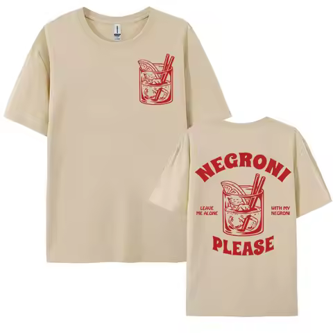 Negroni Please Vintage Streetwear T Shirt Funny Cocktail Drink Cute Graphic Tops T-shirt Unisex Fash