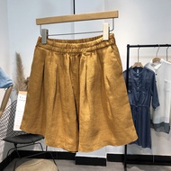 Korean style Japanese MUJI Counter Big-name Cut Label Womens Artistic Thin Linen 5-point Shorts Casu