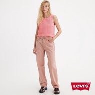 Levis 女款 501 90S高腰排釦直筒牛仔長褲 / 丹寧粉紅色系 熱賣單品