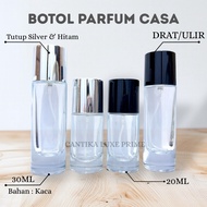 Casa Perfume Bottle 30ML & 20ML Threaded Silver & Black Cap - Empty Refill Glass Perfume Bottle