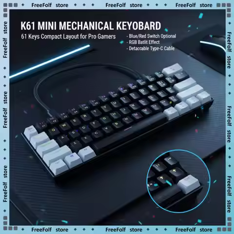 APAYADO K61 Compact 61Key Mechanical Keyboard USB Wired Type-C Interface For Desktop Laptop Game Off