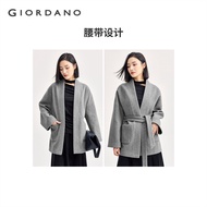 GIORDANO WOMEN Big pockets tie waist cardigan 18374806