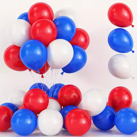 78 Pcs Red White and Blue Balloons with Balloon chain，Balloon glue, silk ribbon，10 Inch Matte Red Ro