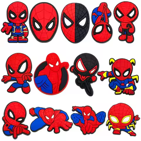 13/16PCS Hot Toys Spiderman Shoe Charms PVC Cartoon Shoe Accessories Decorations Buckle DIY Clog San