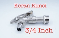 Brass Lockable Ball Bibcock 3/4" 3/4 inch Keran Air Stop Kran Taman Dinding Tembok Dengan Kunci Kuni