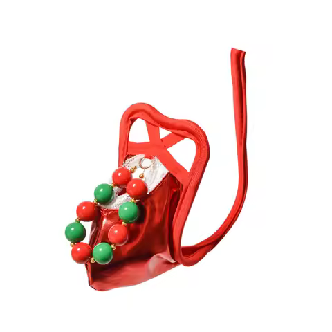 1pc Men Christmas Party C-string Underwear Hollow-out Glossy Ring Pouch Panties Strapless Invisible 
