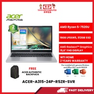 ACER-A315-24P-R75Z-SVR-AMDRYZEN5-7520U,16GBR5,512GBSSD,15.6"FHD,AMDRADEON,W11H,2YRS,H&S