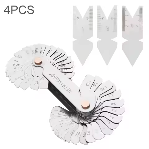 4pcs/set Metric Imperial US Screw Gauge 55 Degree 60 Degree Thread Pitch Gauge for Industrial Measur