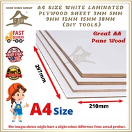 A4 Size White Laminated Plywood Sheet 3mm 5mm 9mm 12mm 15mm 18mm  (Diy tools)