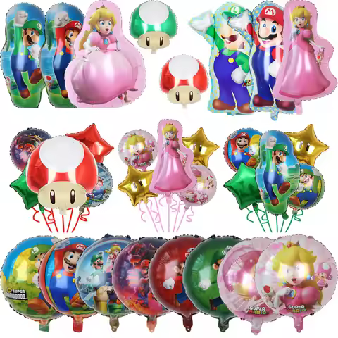 Cartoon Mario Bros Balloon Set Mario Luigi Game Themed Birthday Party Decoration Peach Princess Alum
