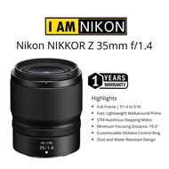 NIKON NIKKOR Z 35MM F/1.4 LENS (1 YEARS WARRANTY) Z MOUNT/ FULL FRAME FORMAT NIKON 35MM F/1.4 NIKON 