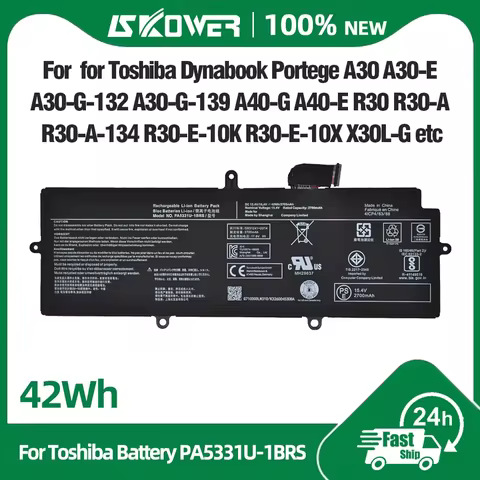 SKOWER 42Wh PA5331U-1BRS Laptop Battery for Toshiba Dynabook Portege A30-E X30L-G R30-A R30-E-10K Te