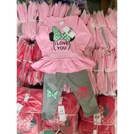 [9M-6Y] HM BLOUSE WITH LEGGING LONG PANT GIRL KIDS SET JALAN