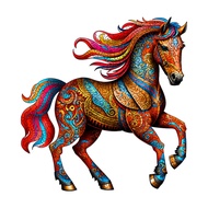 Colorful War Horse Wooden Puzzle Alien Animal Puzzle Birthday Holiday Christmas Exquisite Gift Adult Puzzle Family Game Gift Brain Teaser Wooden Toy