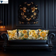 HCYEOU Sunflower Pillowcase, Plush 45x45cm Sofa Cushion , Vintage Printed Square 2D Floral Bedroom P