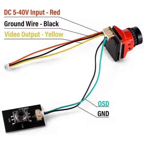 FPV Camera 1800TVL 5MP 2.1mm 1/8 inch Starlight Sensor 5V-40V NTSC/PAL with OSD Internal for RC FPV