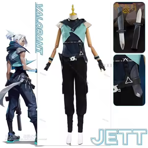 Jett Game Anime Cosplay Costume Clothes Valorant Cosplay Unisex Performance Dress Battle Dress Hallo