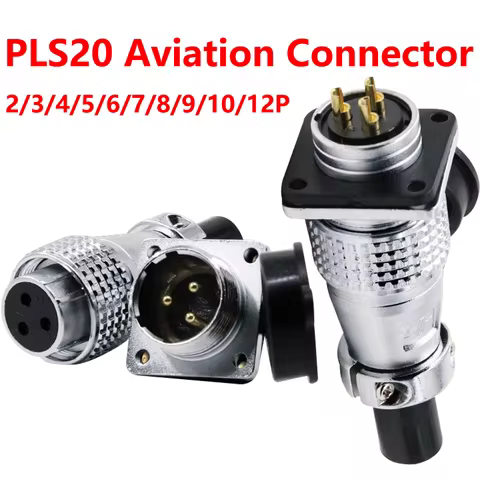 PLS20 Aviation Connector 2/3/4/5/6/7/8/9/10/12 Pin Male Female Plug Connector WS20 TP20 Opening Diam