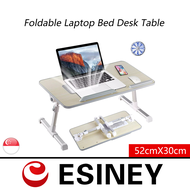 Christmas Gift  (520 x 300 x 9mm) Foldable Portable Laptop Table w/ USB Cooling Fan, Adjustable Height and Angle, Desk Bed Side Bedside Stand Couch for Writing Reading Studying Eating, Breakfast Serving Bed Study Tray, Movable Notebook Workstation