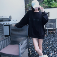Essentials Oversized Hoodie American Style Double Line Fleece Letter Print Streetwear Long Sleeve Mi