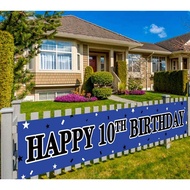 Banner Selamat Hari Lahir ke-10 yang Besar, Hiasan Tanda Parti Hari Lahir ke-10 Berwarna Biru, 9.8 x