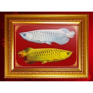 Lucky Frame In The Shape Of A Silver Dragon Fish Golden/Feng Shui Supplement/Home Decoration/Auspici