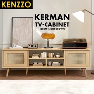 Kabinet TV 6 Kaki Rotan Effect / Rattan TV Cabinet Console Hingga 70 Inci Rak TV Moden-Kenzzo