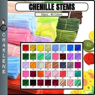 [1-40Colors] 50pcs 7-8mm (Size Tebal/Gebu) Colorful Chenille Stems Wire/Flower Wire Craft/Kawat Bulu
