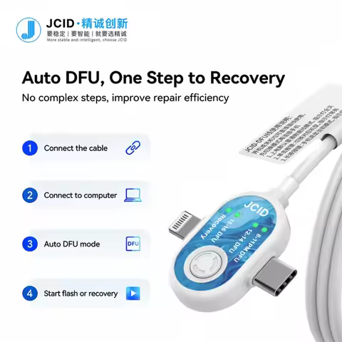 JCID Automatic DFU Recovery Cable One-Click Enter DFU for IPhone 8-16 IPad Mac Android Phone Restore