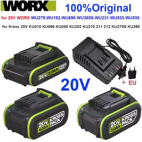 100%Original 20V 2.0Ah.4.0Ah.5.0Ah Battery for 20V WORX Kress WU279.WU182.WU690.WU380S.WU231.WU533.K