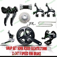 GRUP SET SORA R3000 50/34TX170MM 11-34T 9 SPEED RIM BRAKE