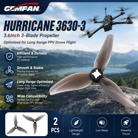Gemfan Hurricane 3630-3 3.6Inch 3-Blade Propeller Optimized for Long Range FPV Drone Flight