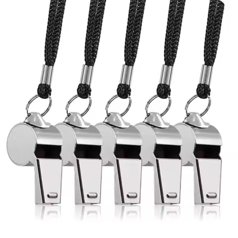 3pcs Whistles Referee Sport Rugby Metal Whistle With Rope Party Training Soccer Football Basketball 