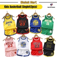 Baju Bayi Singlet Set Sport Singlet Set Basketball 2pcs Kids Sleeveless Basketball Vest Set Lakers B