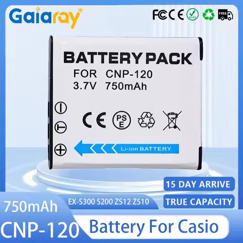 CNP-120 NP-120 Camera Battery 3.7V 750mAh NP120 Rechargeable Battery for Casio EX-S300 S200 ZS12 ZS1
