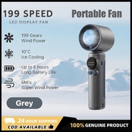 ‍️‍️handheld turbine cooling fan gray Mini Cooling Fan with LED Display & Battery Adjustable Mini Fa