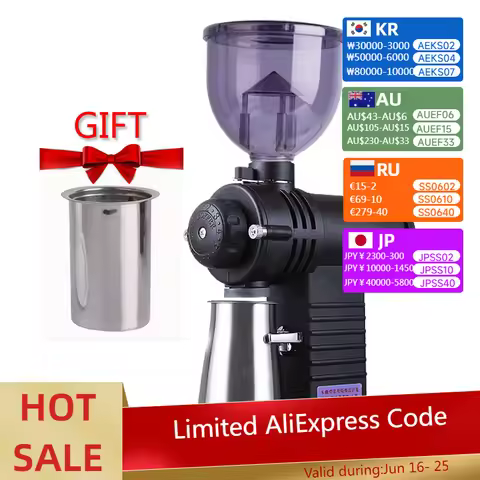 Professional Electric Coffee Grinder Automatic 10 Gear Adjustable 200W Ghost Teeth Burr Coffee Beans